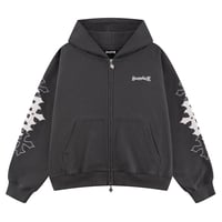 【 SUPPLIER 】Multiple Cross Leather Patch Zip Hoodie