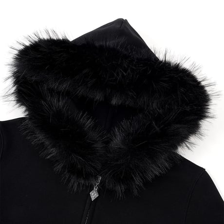 【 Sup Baby 】Baby Cross Fur Zip Hoodie - Tight Fit Women'S