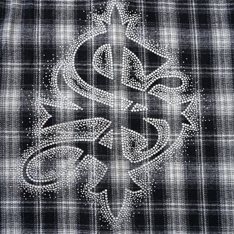 【 SUPPLIER 】Cross Rhinestone Flannel Check Shirt