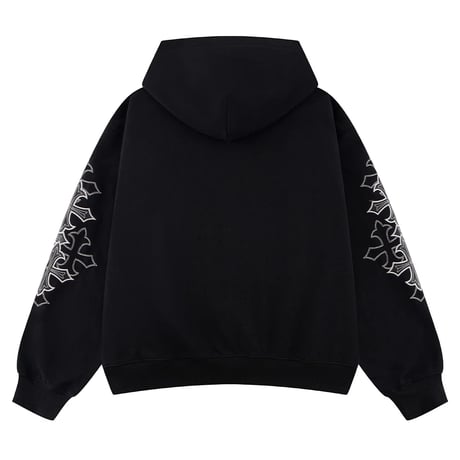 【 SUPPLIER 】Multiple Cross Leather Patch Zip Hoodie