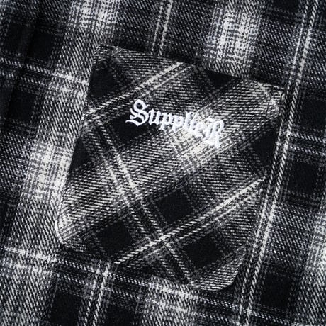 【 SUPPLIER 】Cross Rhinestone Flannel Check Shirt