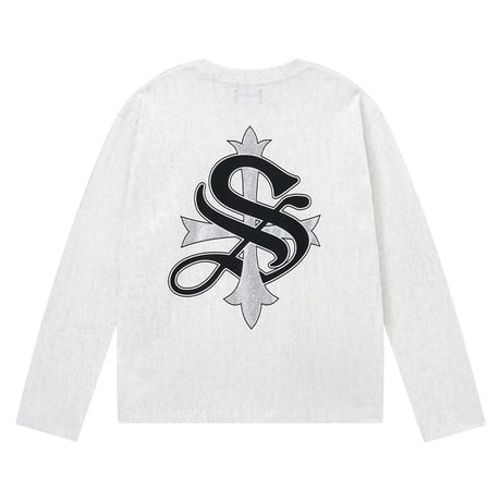 【 SUPPLIER 】Cross Rhinestone Long Sleeve Tee