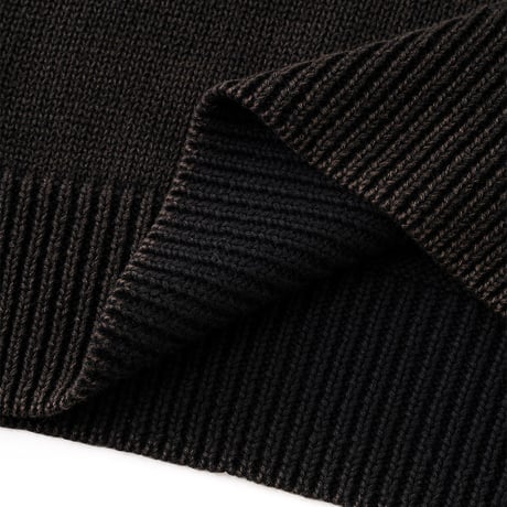 【 SUPPLIER 】Washed Triple Cross Leather Patch Crew Knit