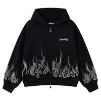【 SUPPLIER 】Fire Pattern Rhinestone Zip Hoodie