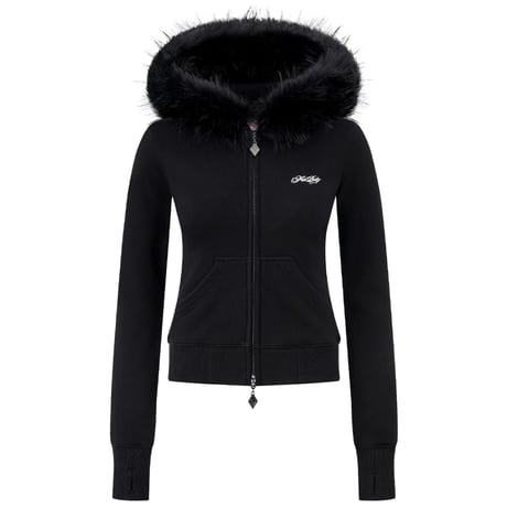 【 Sup Baby 】Baby Cross Fur Zip Hoodie - Tight Fit Women'S