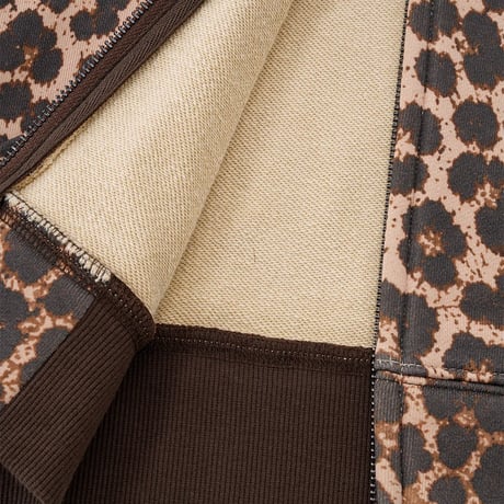 【 Sup Baby 】Leopard Baby Cross Fur Zip Hoodie - Tight Fit Women'S