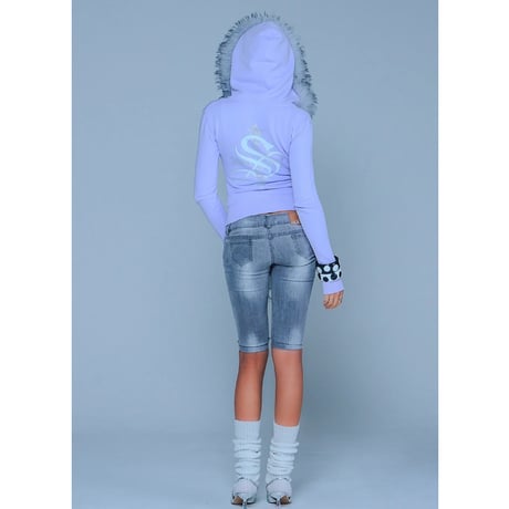 【 Sup Baby 】Baby Cross Fur Zip Hoodie - Tight Fit Women'S