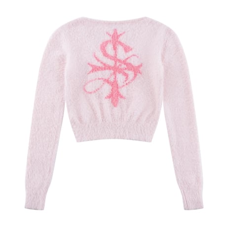 【 Sup Baby 】Baby Cross Cropped Mohair Knit Women'S