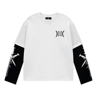 【 Unknown 】Cursive Rhinestone Layered Long Sleeve
