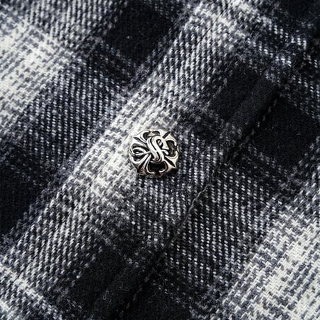 【 SUPPLIER 】Cross Rhinestone Flannel Check Shirt