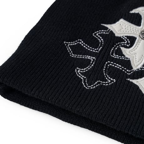 【 SUPPLIER 】Multiple Cross Leather Patch Beanie