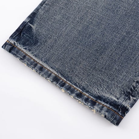 【 SUPPLIER 】Multiple Cross Leather Patch Baggy Denim