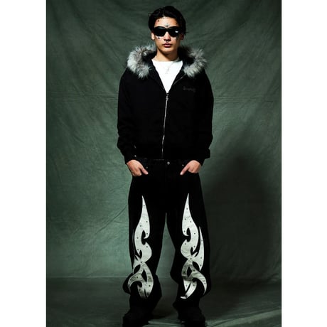 【 SUPPLIER 】Faux Fur Cross Zip Hoodie