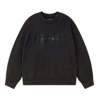 【 SUPPLIER 】Washed Triple Cross Leather Patch Crew Knit