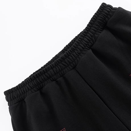 【 Unknown 】Black X Red Cross Rhinestone Jogger