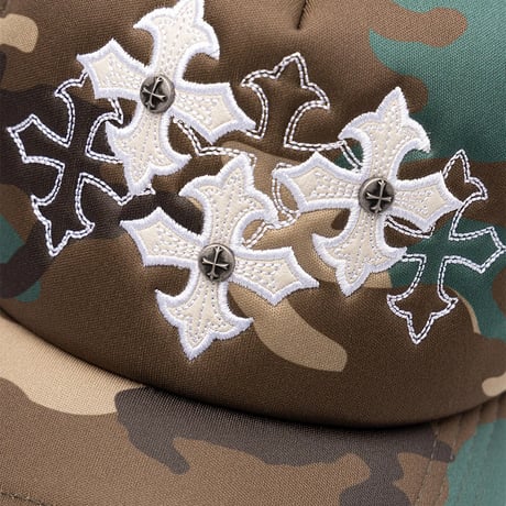 【 SUPPLIER 】Multiple Cross Leather Patch Mesh Cap