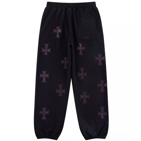 【 Unknown 】Black X Purple Cross Rhinestone Jogger