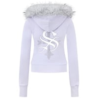 【 Sup Baby 】Baby Cross Fur Zip Hoodie - Tight Fit Women'S
