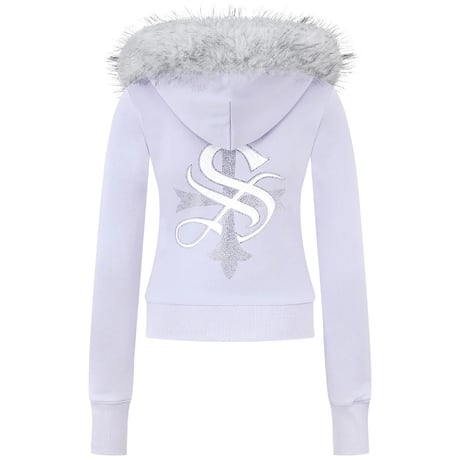 【 Sup Baby 】Baby Cross Fur Zip Hoodie - Tight Fit Women'S