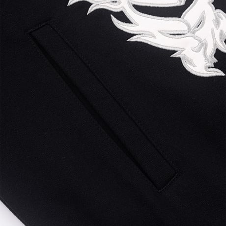 【 SUPPLIER 】Fire Bones Leather Patch Zip Hoodie