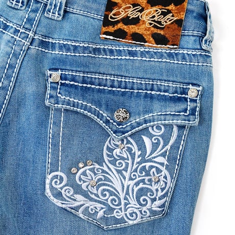 【 Sup Baby 】Embroidery Flared Jeans Women'S