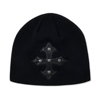 【 SUPPLIER 】Cross Leather Patch Brim Knit Beanie