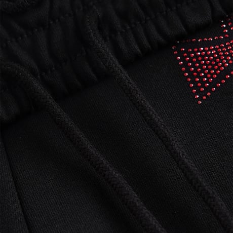 【 Unknown 】Black X Red Cross Rhinestone Jogger