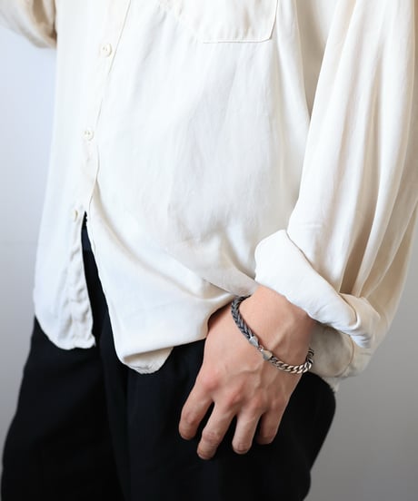 Braided Foxtail & Curb Chain Bracelet / Silver 925