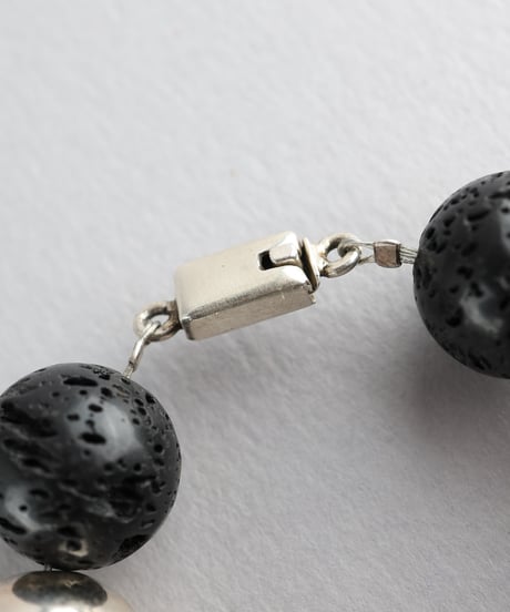 Mexico Lava Stone & Silver Bead Bracelet / Silver 925