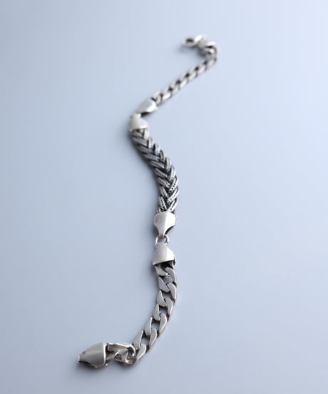 Braided Foxtail & Curb Chain Bracelet / Silver 925