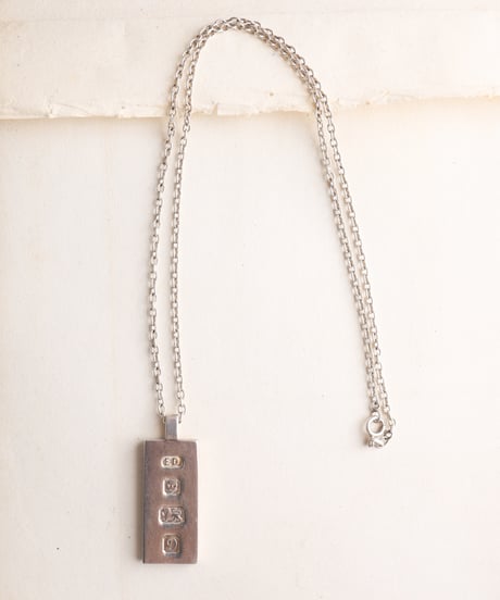 1978 England London Hallmarked Ingot Pendant Necklace / Silver 925