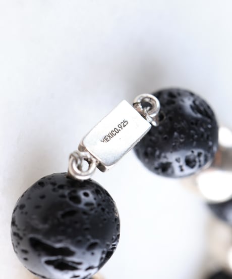Mexico Lava Stone & Silver Bead Bracelet / Silver 925