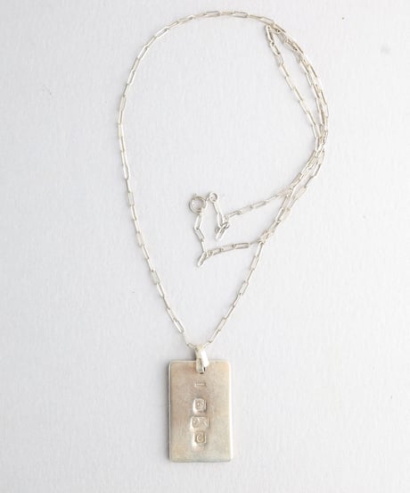 1977 England London Hallmarked Ingot Pendant Necklace / Silver 925