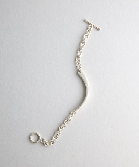 Curved Bar Chain Bracelet / Silver 925
