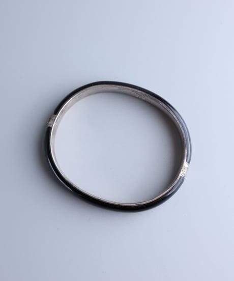 c.1900 Austria-Hungary Black Enamel Bangle by Georg Adam Scheid / Silver 800
