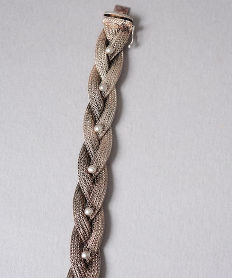 c.1950 Central European Braided Mesh Bracelet / Silver 900