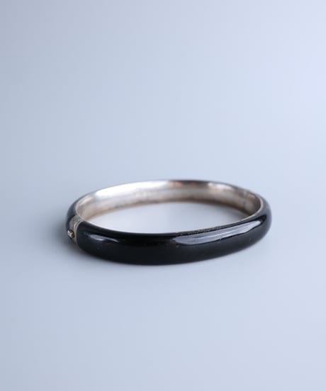 c.1900 Austria-Hungary Black Enamel Bangle by Georg Adam Scheid / Silver 800