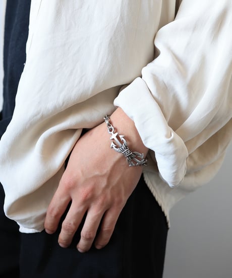 c.1940–1960 Italy Anchor Marine Chain Bracelet / Silver 800