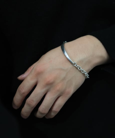 Curved Bar Chain Bracelet / Silver 925