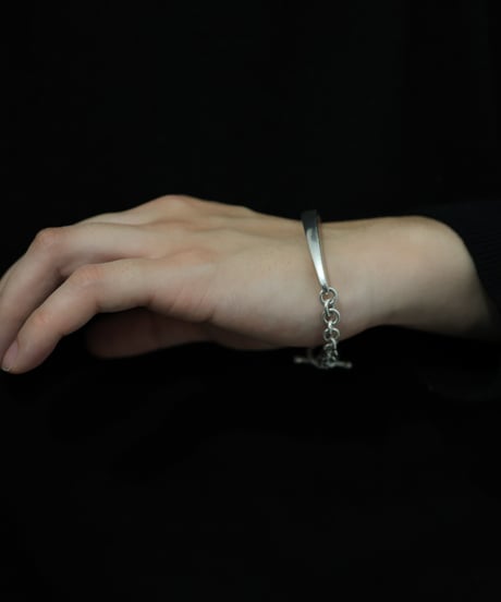 Curved Bar Chain Bracelet / Silver 925