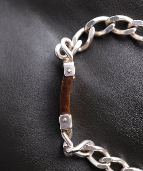 1976 France / Tiger’s Eye Gourmette Chain ID Bracelet / Silver 925