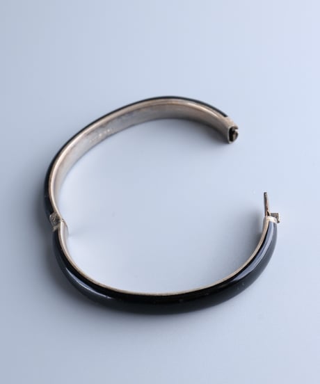c.1900 Austria-Hungary Black Enamel Bangle by Georg Adam Scheid / Silver 800