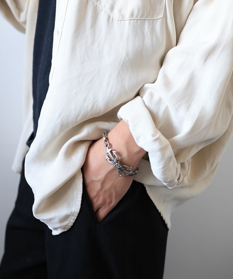 c.1940–1960 Italy Anchor Marine Chain Bracelet / Silver 800