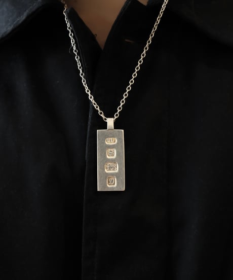 1978 England London Hallmarked Ingot Pendant Necklace / Silver 925