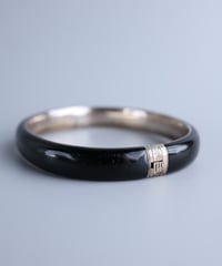 c.1900 Austria-Hungary Black Enamel Bangle by Georg Adam Scheid / Silver 800