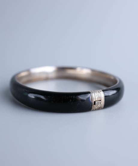 c.1900 Austria-Hungary Black Enamel Bangle by Georg Adam Scheid / Silver 800