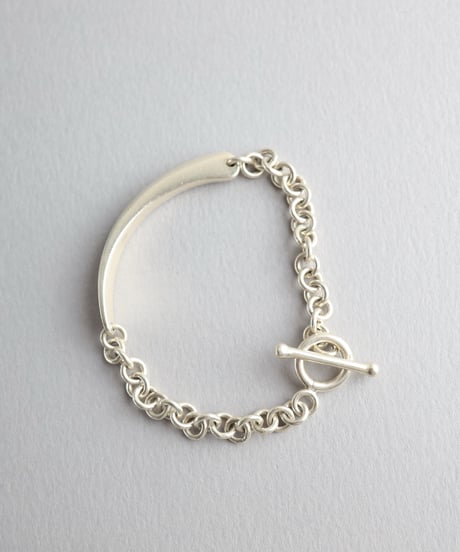 Curved Bar Chain Bracelet / Silver 925