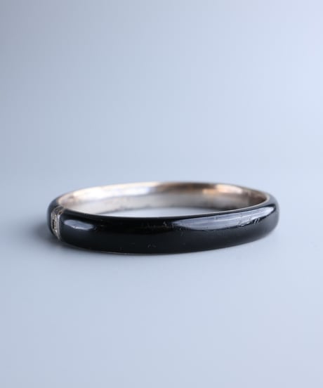 c.1900 Austria-Hungary Black Enamel Bangle by Georg Adam Scheid / Silver 800
