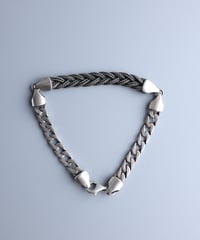 Braided Foxtail & Curb Chain Bracelet / Silver 925