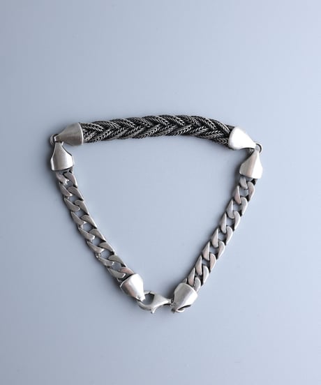 Braided Foxtail & Curb Chain Bracelet / Silver 925